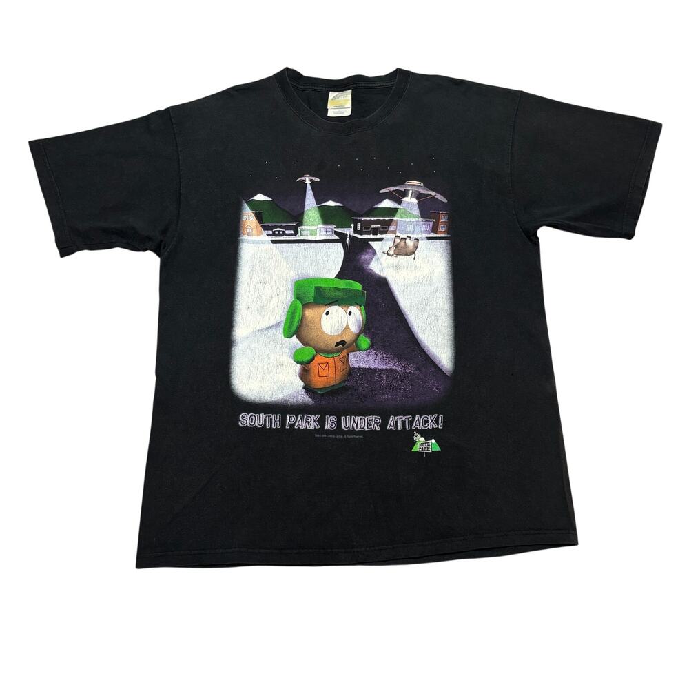 Vintage 1998 South Park Under Attack T Shirt Men's XL Kyle UFO